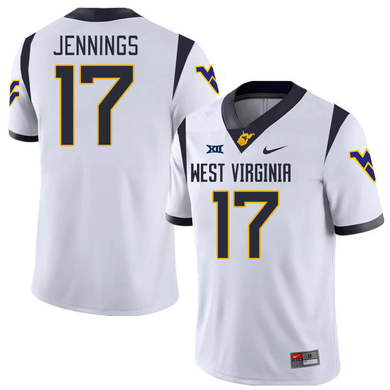 Men #17 Zae Jennings West Virginia Mountaineers College 2024 New Uniforms Football Jerseys Stitched